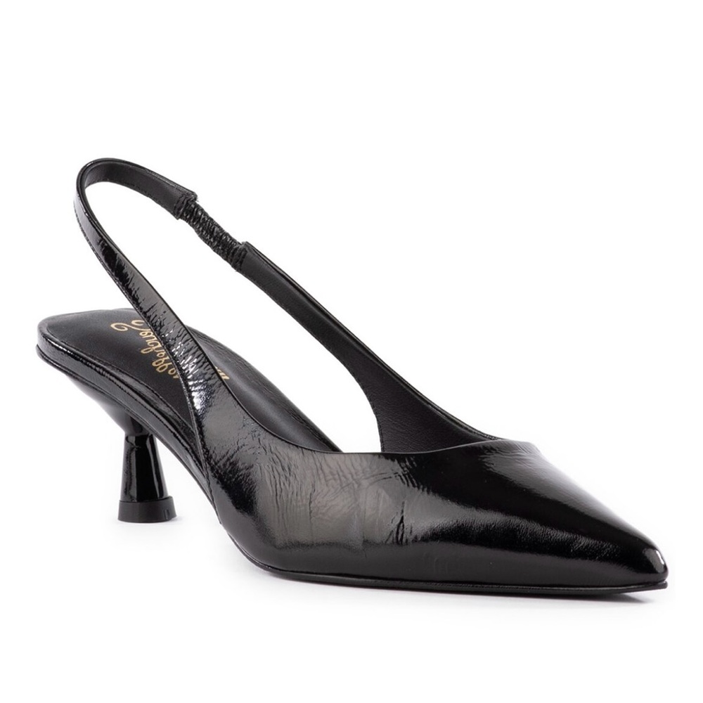 Seychelles Brooklyn patent leather kitten sling back